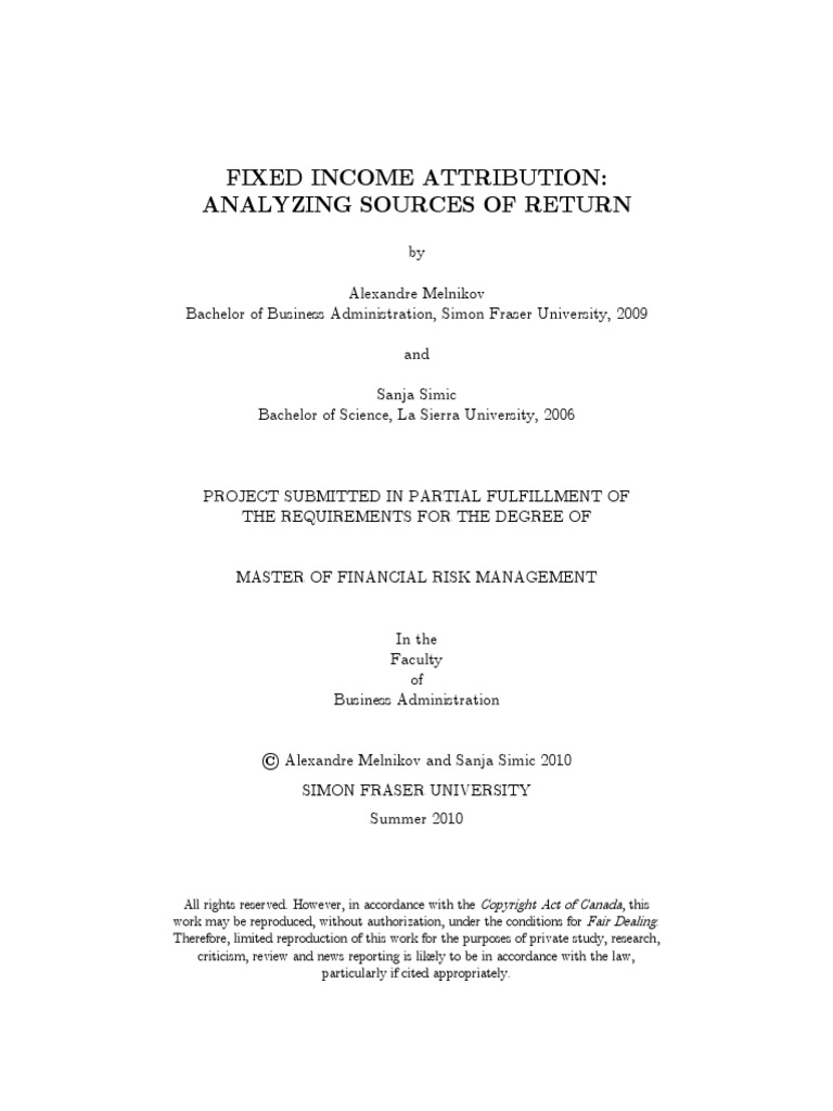 Fixed Income Portfolio Performance Attribution | PDF | Bond Duration ...