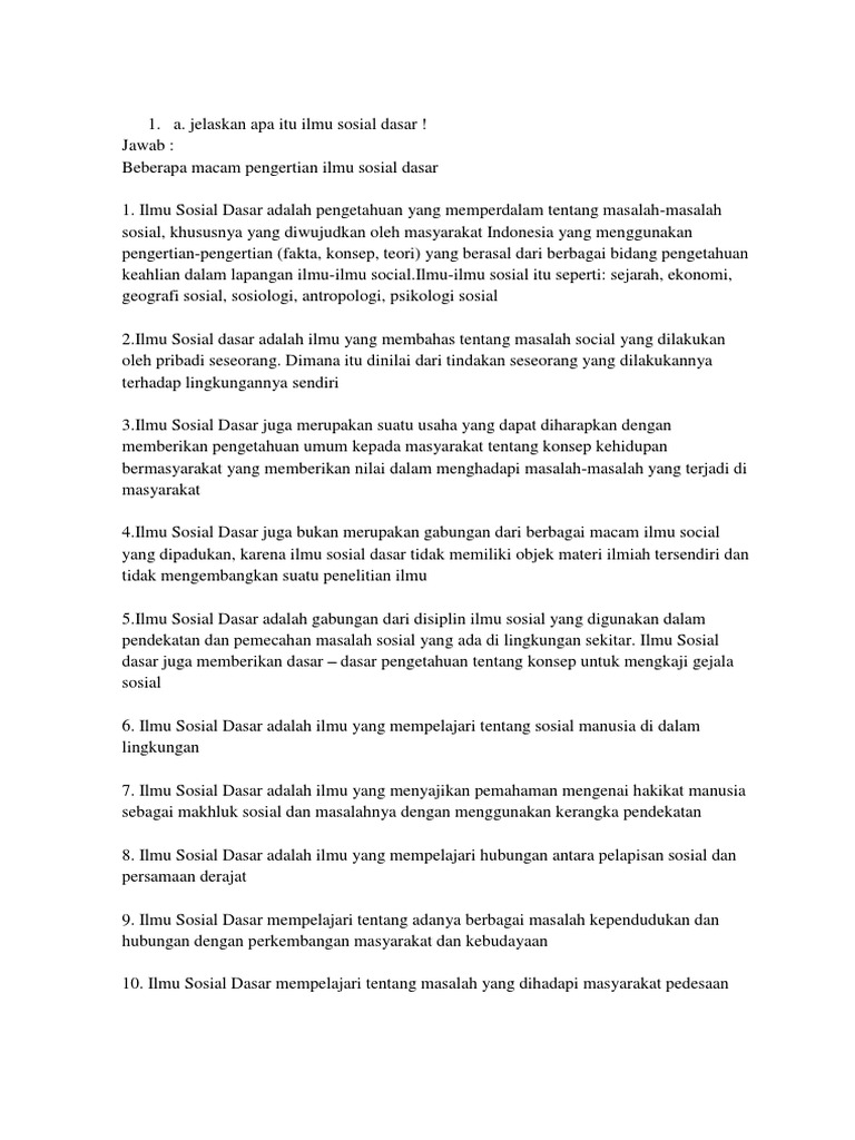 Pengertian Ilmu Sosial Menurut para Ahli PDF
