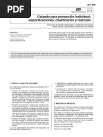 especificaciones calzado