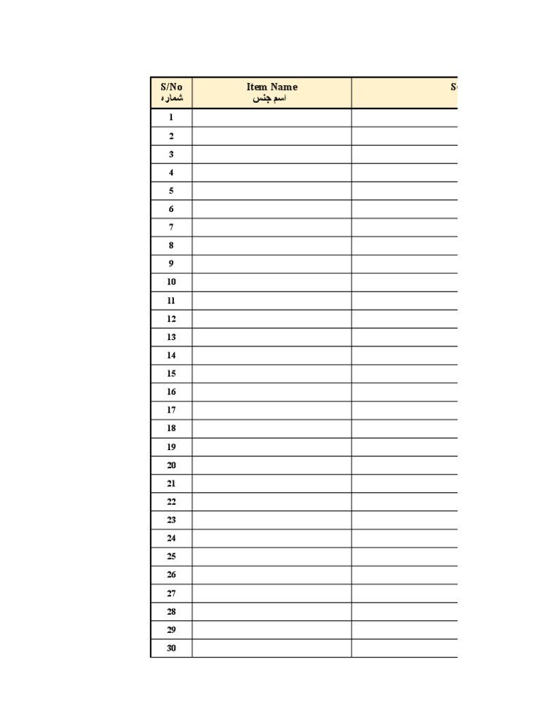 Item Serial Number List | PDF