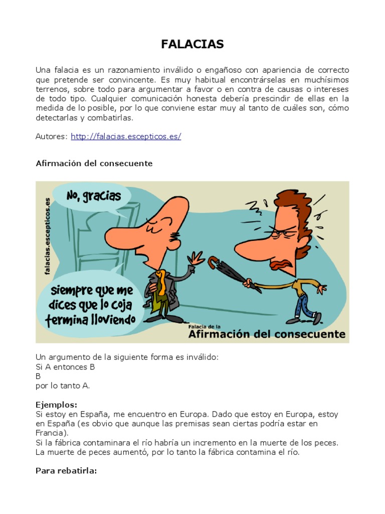 FALACIAS PDF Falacia Argumento