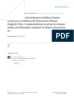 Rotina Computacional para Análise Linear Estática e Dinâmica de Estruturas Planas English Title Computational Routine For Linear Static and Dynamic Analysis of Plane Structures Reticulated