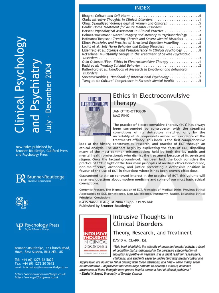 Clinical Psychology and Psychiatry PDF Self Harm Psychiatry