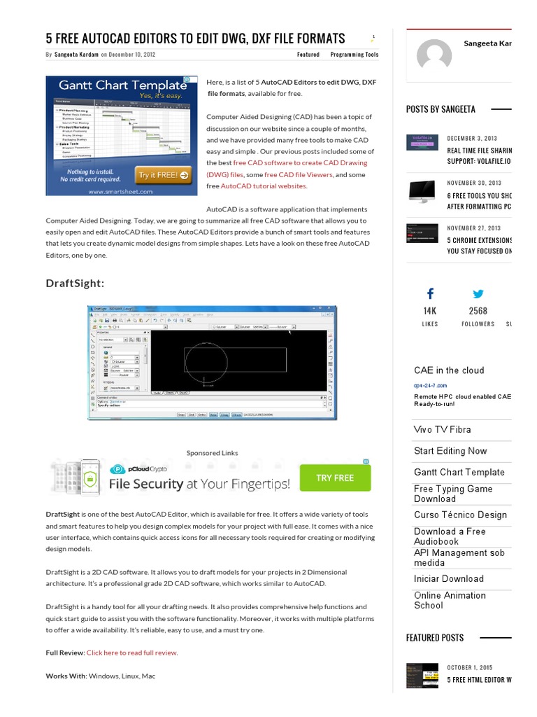 5 Free AutoCAD Editors To Edit DWG, DXF File Formats PDF | PDF | Auto ...