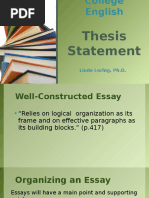 Thesis Statement: Linda Loring, PH.D