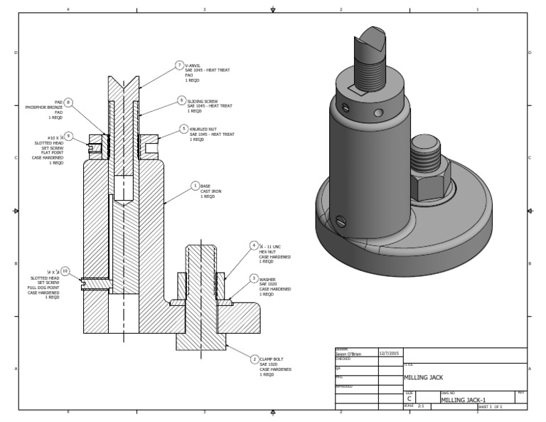 milling jack Screw Components