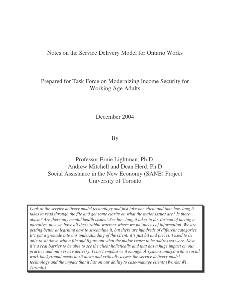 Service Delivery Model For Ontario Works | PDF | Interactive Voice ...