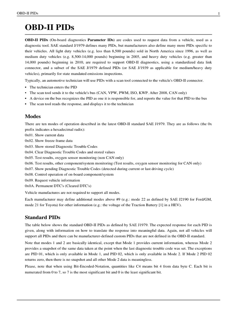 Obd Pid | PDF | Vehicle Technology | Vehicles