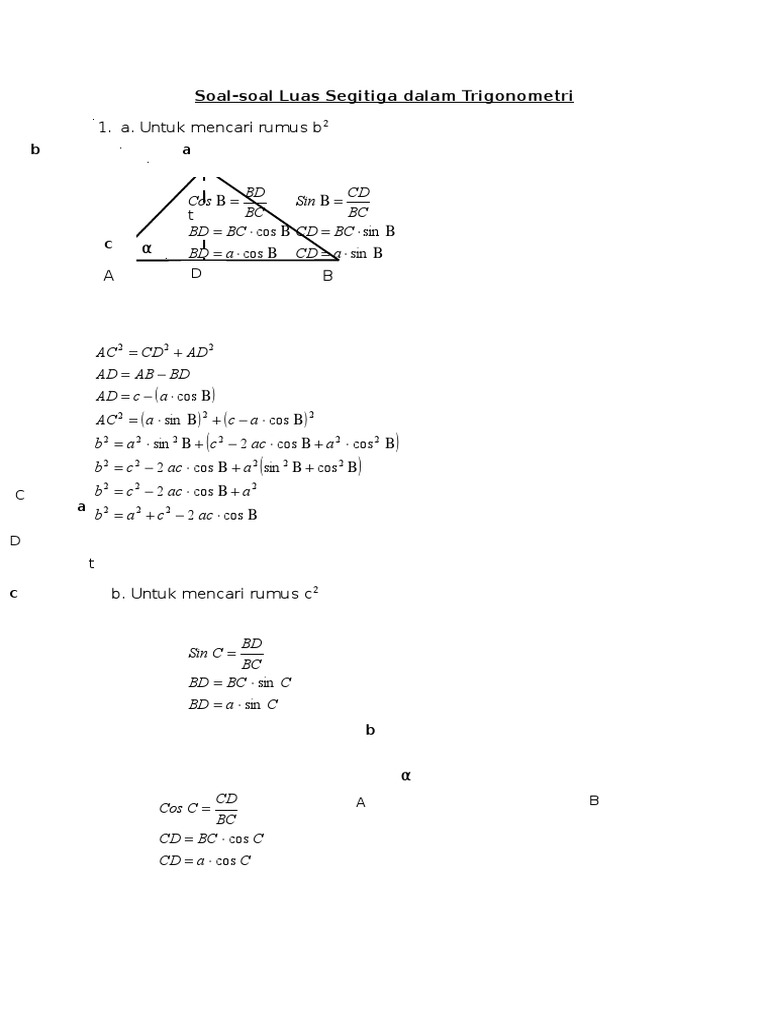 Contoh Soal Luas Segitiga Dalam Trigonometri