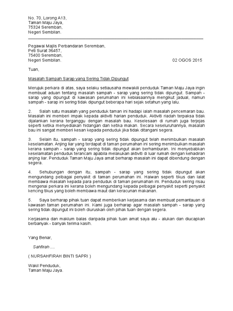 Surat Kiriman Rasmi Kepada Sisakilqng