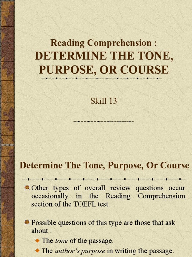 TOEFL Reading: Tone and Purpose Guide | PDF | Psychology