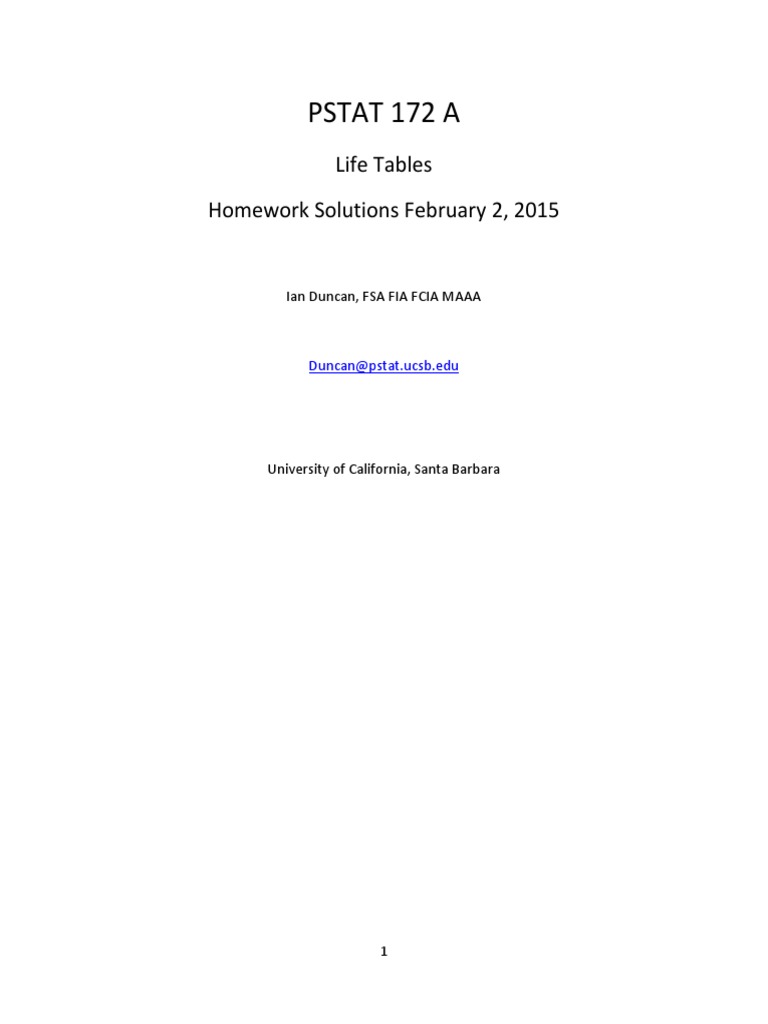 Life Table Practice Problems Solutions | PDF | Applied Mathematics ...