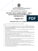 212 - Tecnico Em Laboratorio - Area Manutencao e Suporte Em Informatica