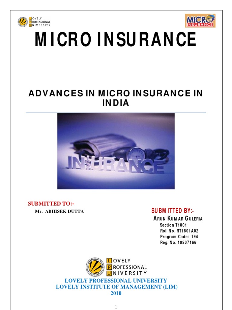 Micro Insurance in India Insurance Microfinance