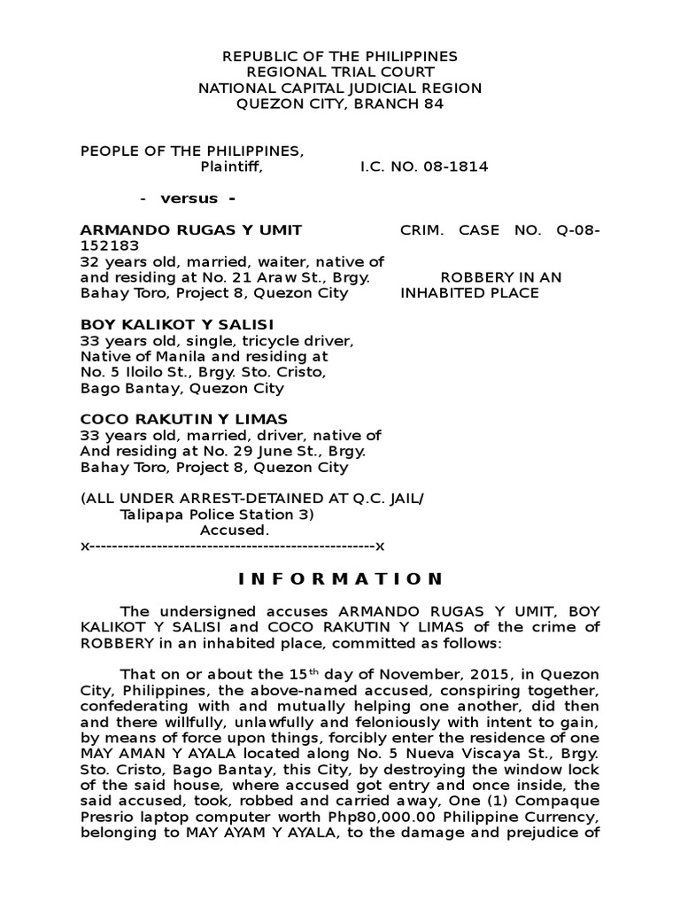 Information For Robbery PDF Law Enforcement Crime & Violence