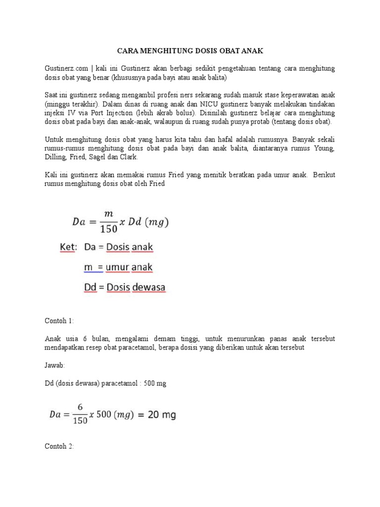 Cara Menghitung Dosis Obat Anak