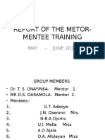 Report of the Metor-mentee Training