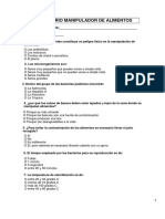 Cuestionario Manipulador de Alimentos