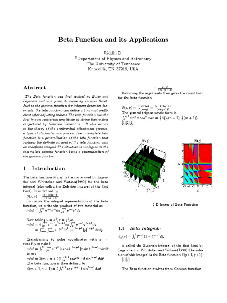 Beta Function and Its Applications PDF | PDF