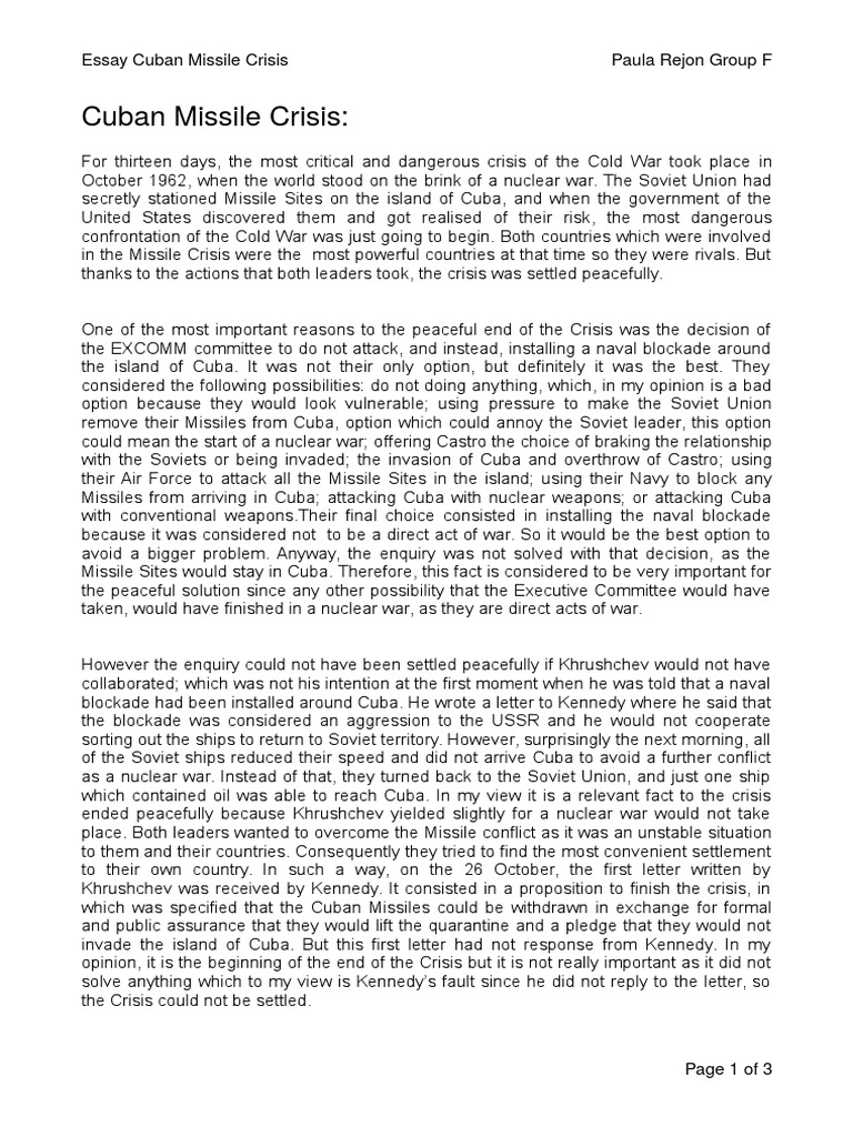 cuban missile crisis research paper