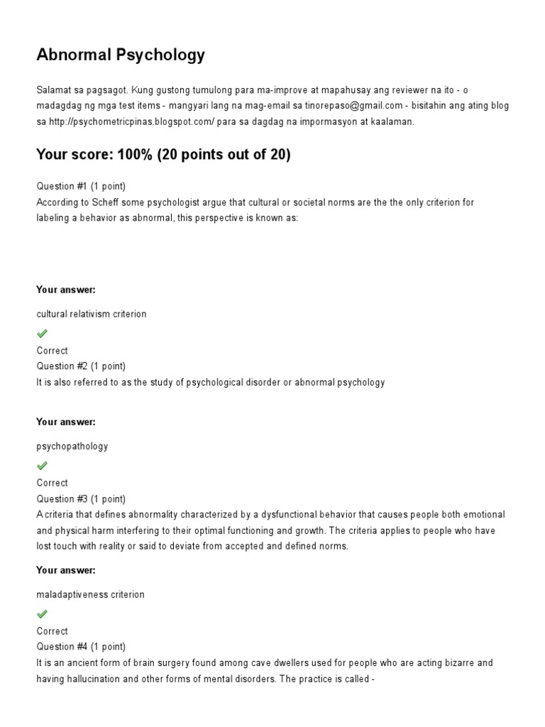 Abnormal Psychology test reviewer.pdf Mental Disorder Psychopathology