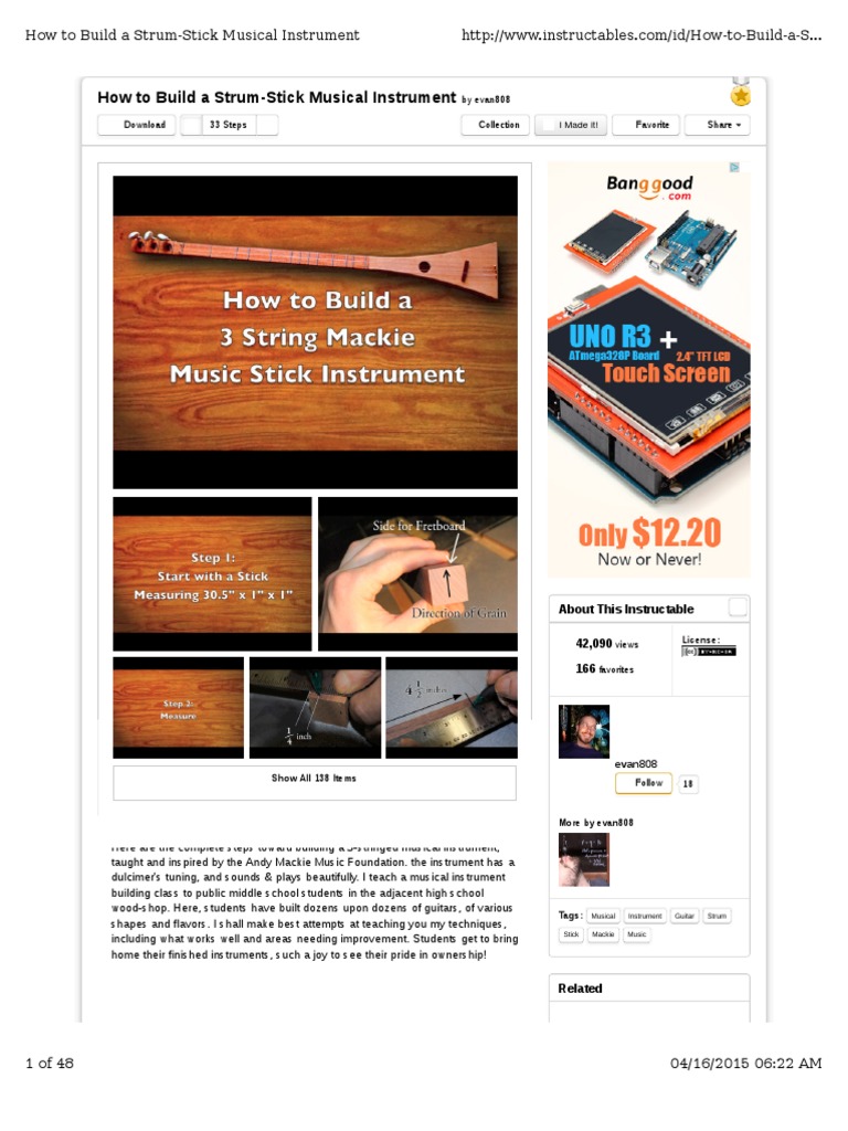 How To Build A StrumStick Musical Instrument PDF Guitars Drill