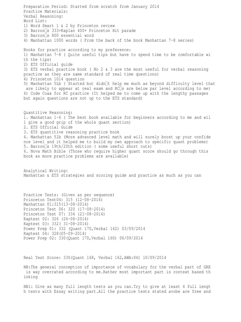 GRE Study Plan and Resources Guide | PDF | Graduate Record Examinations ...