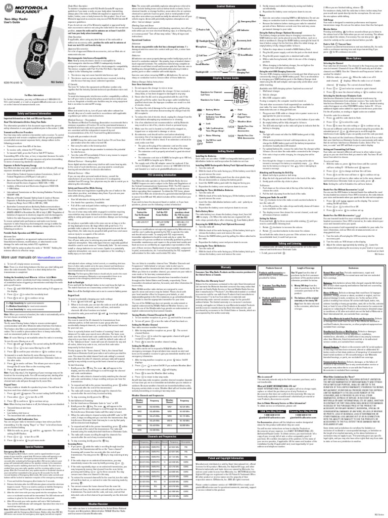 Motorola Talkabout Mj270r 2 Way Radio Radio Frequency Radio