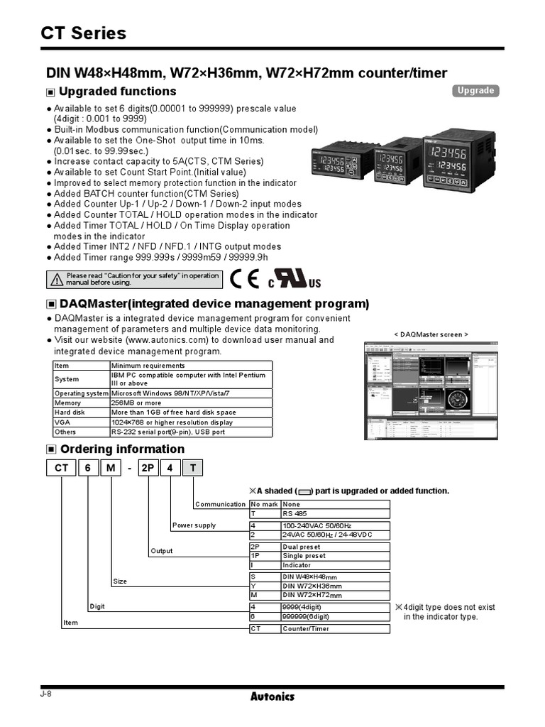 Autonics CT Datasheet | PDF | Switch | Timer