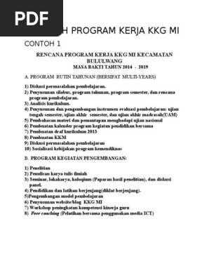 Contoh Program Kerja Kkg Mi