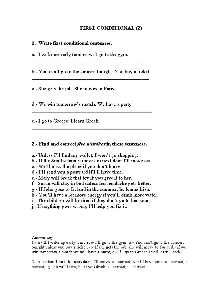 First Conditional Sentence Exercises | PDF | Teaching Methods & Materials