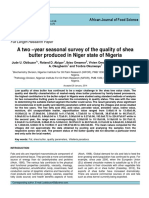 A Two - Year Seasonal Survey of The Quality of Shea Butter Produced in Niger State of Nigeria