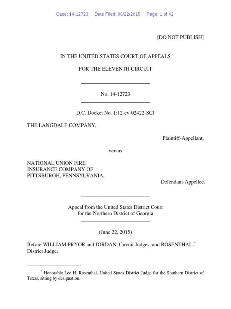 The Langdale Company v. National Union Fire Insurance