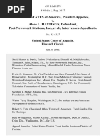United States v. Alcee L. Hastings, Post-Newsweek Stations, Inc., Intervenors-Appellants, 695 F.2d 1278, 11th Cir. (1983)