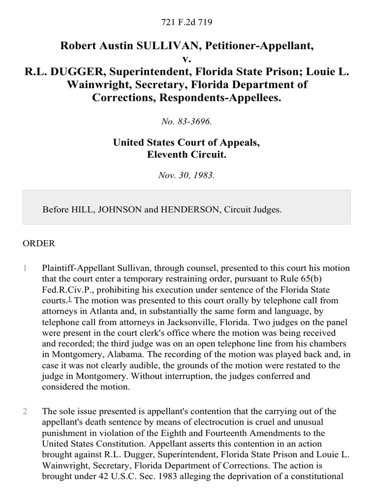 Robert Austin Sullivan v. R.L. Dugger, Superintendent, Florida State