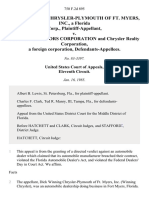 Dick Winning Chrysler-Plymouth of Ft. Myers, Inc., A Florida Corp. v. Chrysler Motors Corporation and Chrysler Realty Corporation, A Foreign Corporation, 750 F.2d 895, 11th Cir. (1985)