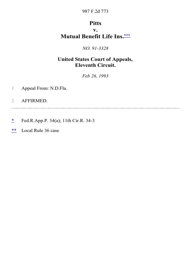 pitts-v-mutual-benefit-life-ins-987-f-2d-773-11th-cir-1993-pdf