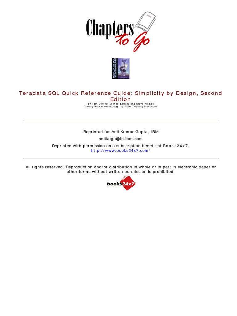 Teradata DCL for DBAs | PDF | Computers | Technology & Engineering