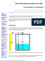 Experimento de Joule. Equivalente Mecánico Del Calor