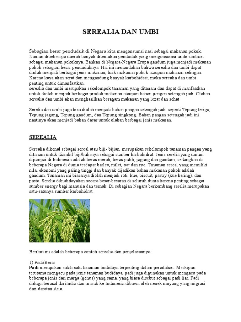 Contoh Bahan Pangan Setengah Jadi Dari Serealia Bagikan