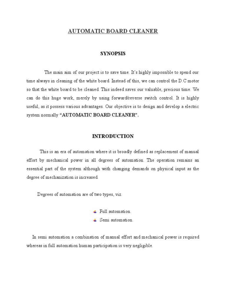 Design and Development of an Automatic Whiteboard Cleaner Using a DC