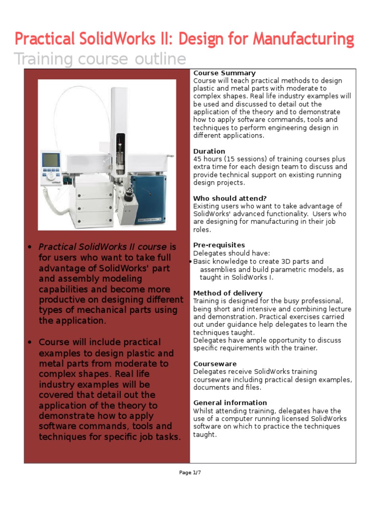 Advanced SolidWorks II Training Course | PDF | Design | Industries
