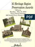 Oil Heritage Historic Preservation Award Ceremony Program