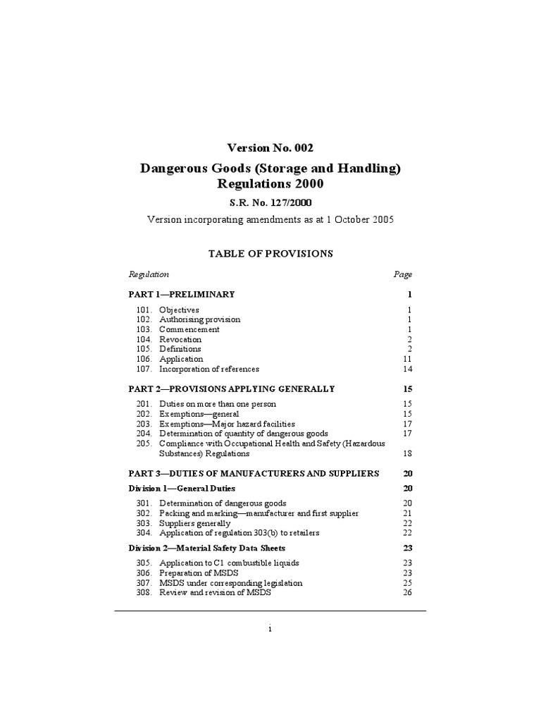 Dangerous Goods (Storage and Handling) PDF Dangerous Goods Safety