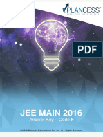 Jee Main 2016: Answer Key - Code F