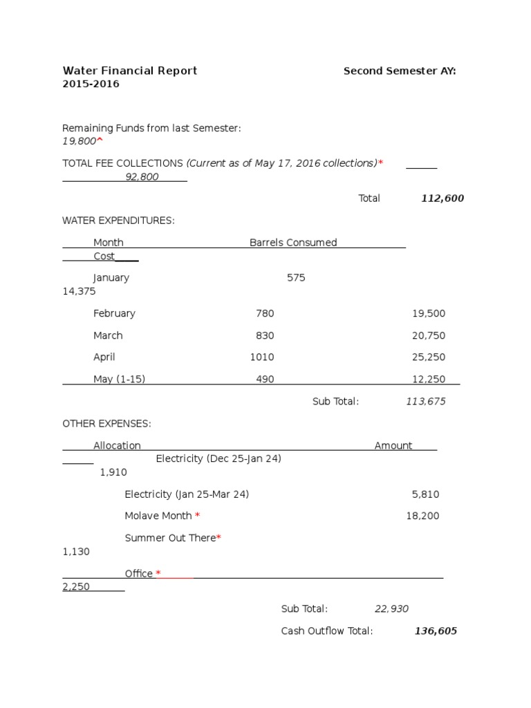 Water Financial Report Basic | PDF