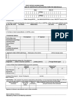 Post Office Savings Bank Account Opening/Purchase of Certificate Application Form For Individuals