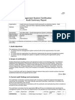 Management System Certification Audit Summary Report