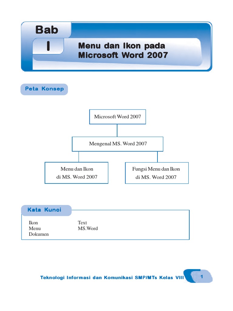 Tik Kelas 8 Bab 1 Menu Dan Ikon Pada Microsoft Word 2007 Pdf Pdf