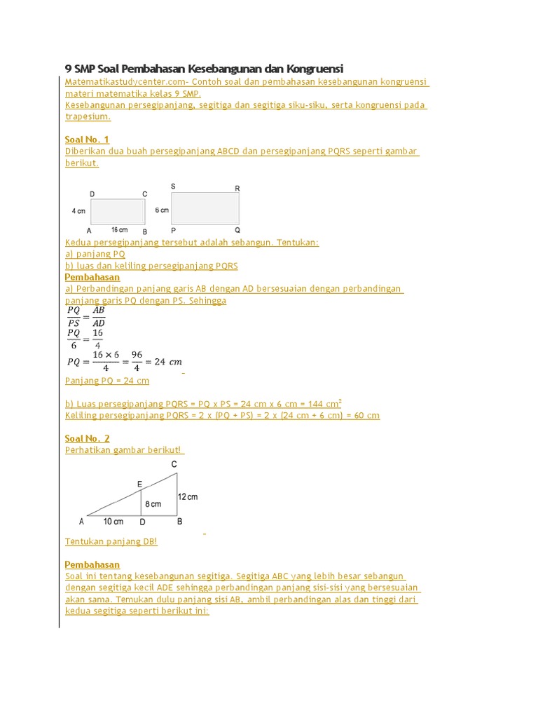 Contoh Soal Kesebangunan Segitiga Siku Siku - Contoh Soal Terbaru